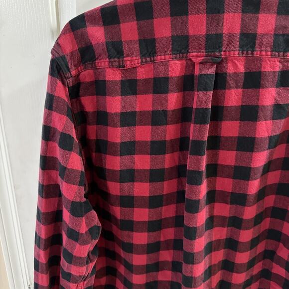 JACHS Men’s Brawny Flannel Shirt Black and Red Size Large/Tall - Picture 11 of 16